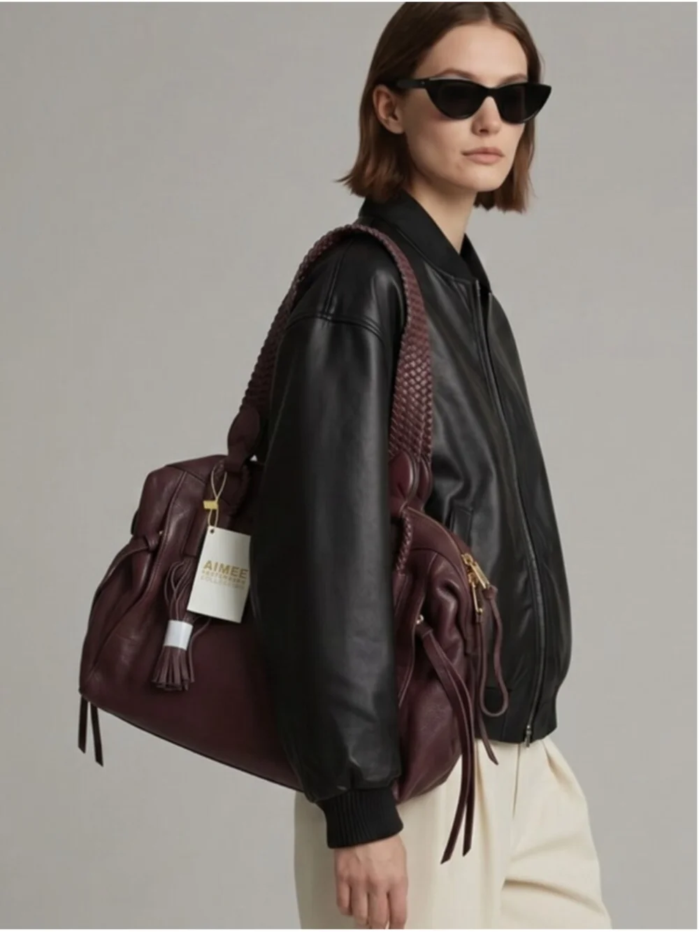 Aimee Kestenberg Genuine Leather Satchel - Cori Mahogany